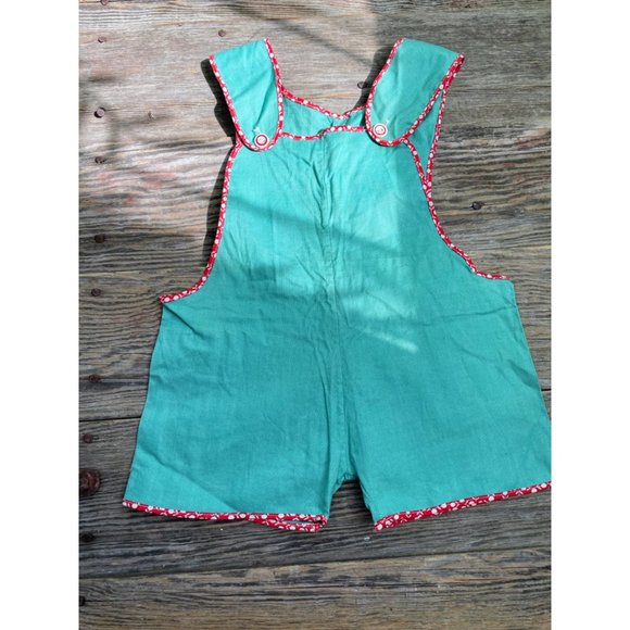 Vintage 1930s Green Cotton Infant One Piece Romper Milk glass Buttons - Picture 11 of 11